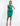 FRONT VIEW GREEN SATIN SLEEVELESS HALTER RUCHED MINI DRESS WITH BACK STRAP CRYSTAL DETAIL
