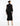 BACK VIEW BLACK MOCK NECK FIT-AND-FLARE MIDI DRESS WITH SHEER LONG SLEEVES