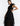 SIDE DETAIL VIEW BLACK TULLE ONE SHOULDER TIERED GOWN