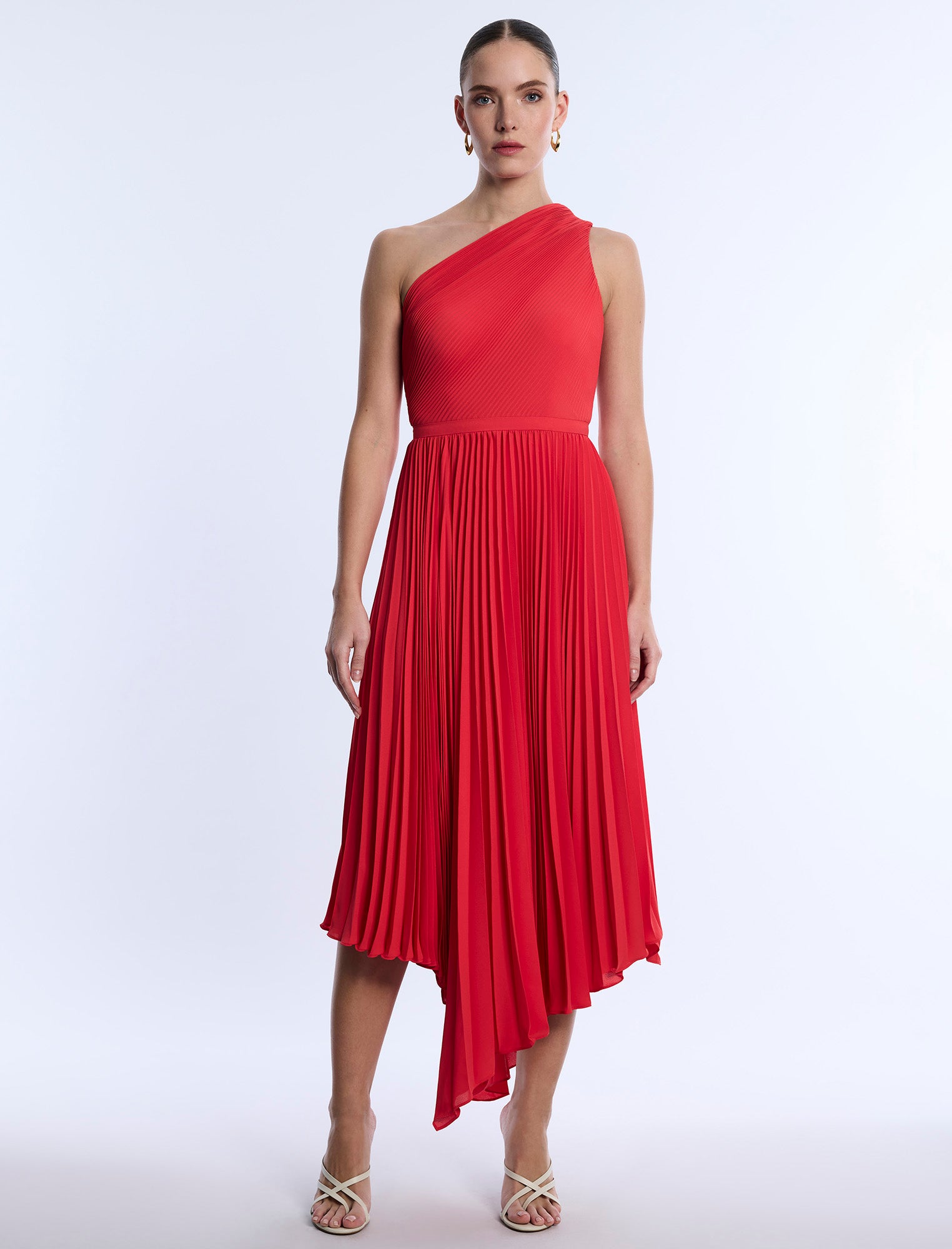 One Shoulder Pleated Dress Poppy / 4 One Shoulder Pleated Dress Poppy / 4