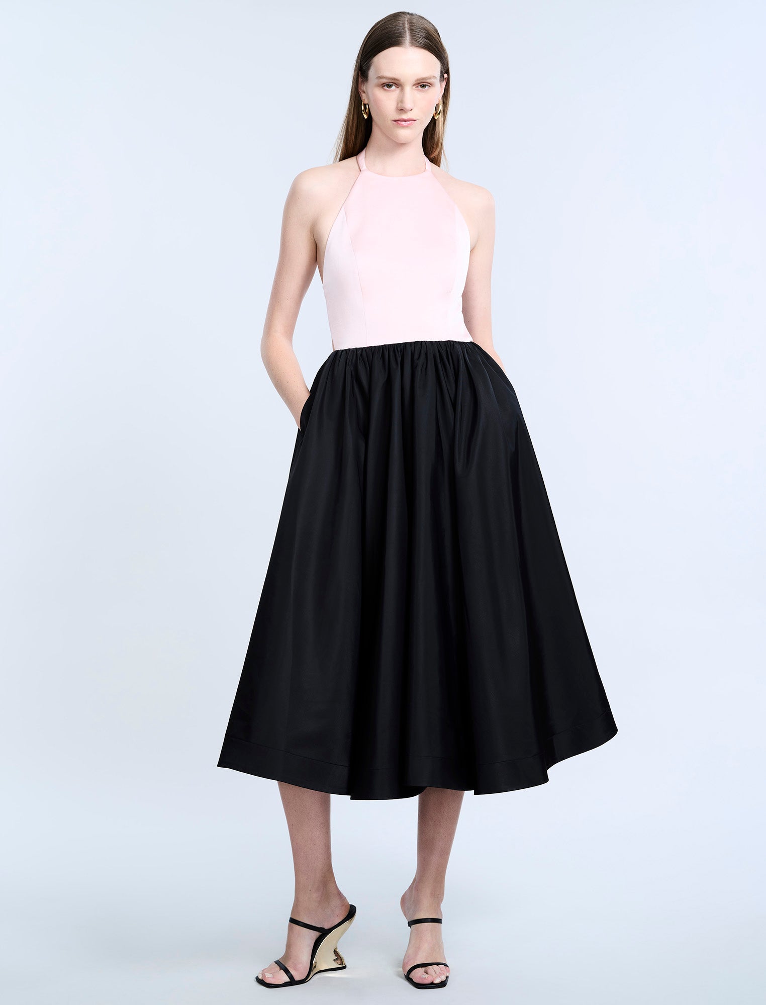 Halter Tea Length Dress BCBGMAXAZRIA Halter Tea Length Dress BCBGMAXAZRIA