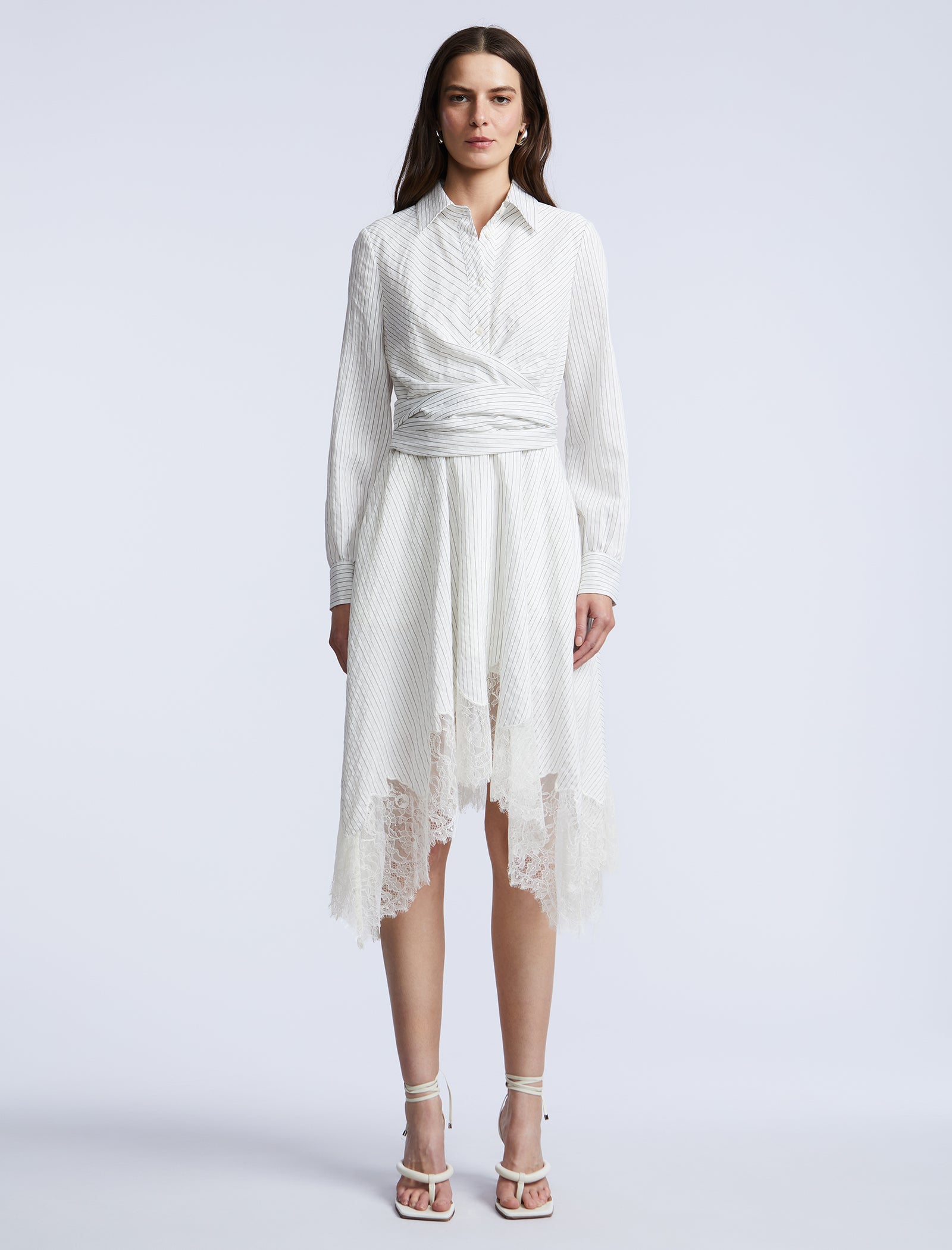 Stripe Shirt Dress With Lace BCBGMAXAZRIA Stripe Shirt Dress With Lace BCBGMAXAZRIA