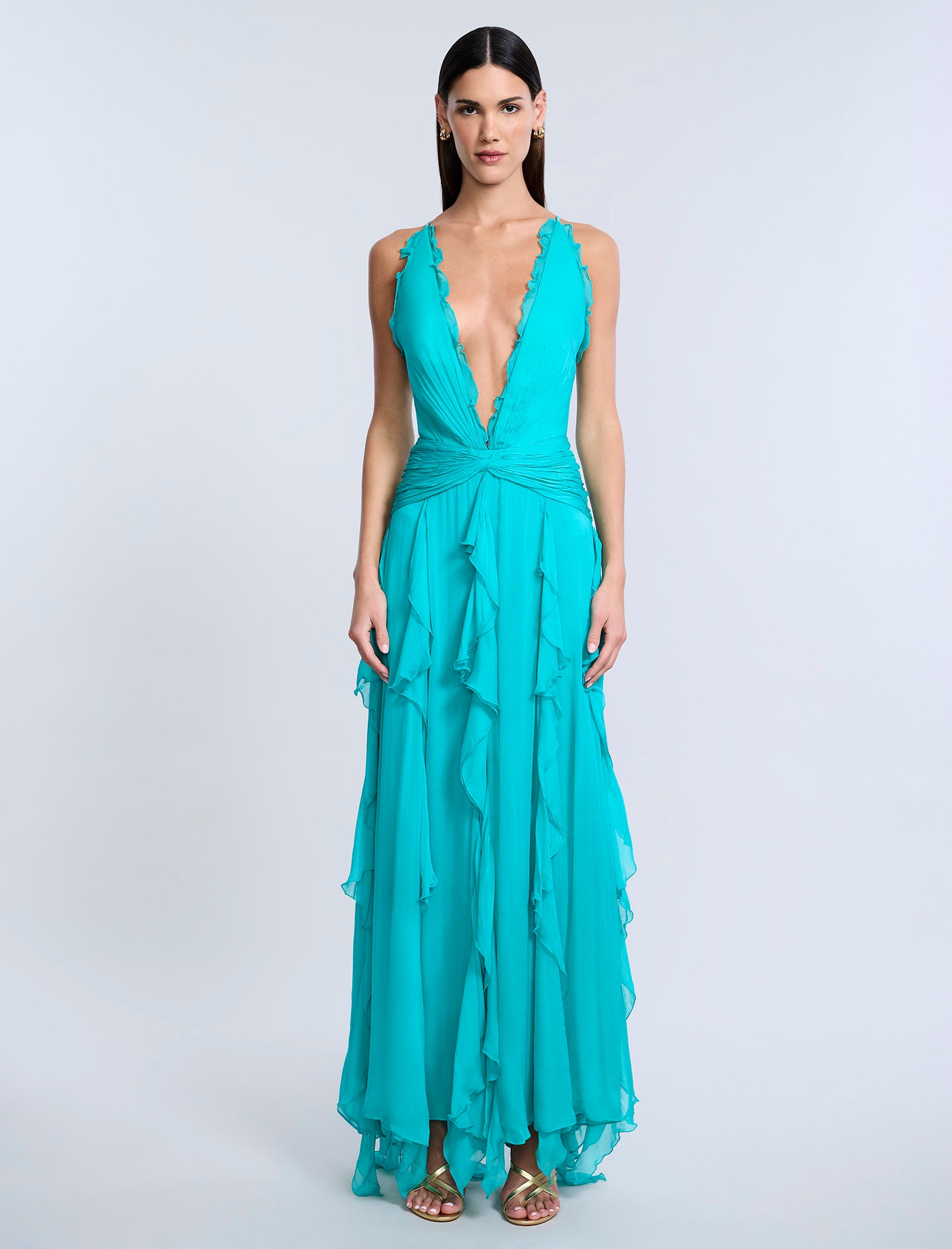 Ruffle Halter Chiffon Gown Ruffle Halter Chiffon Gown