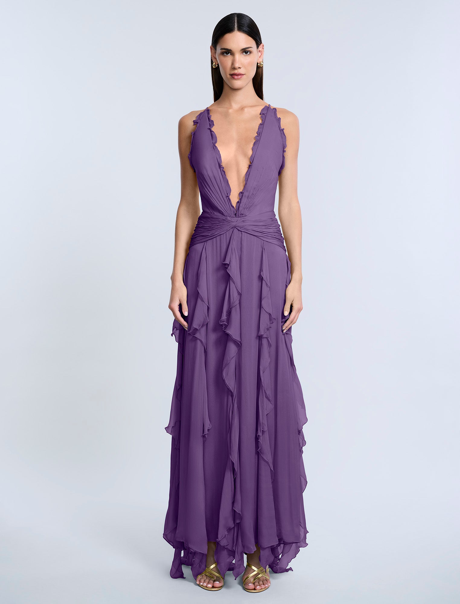 Ruffle Halter Chiffon Gown BCBGMAXAZRIA Ruffle Halter Chiffon Gown BCBGMAXAZRIA