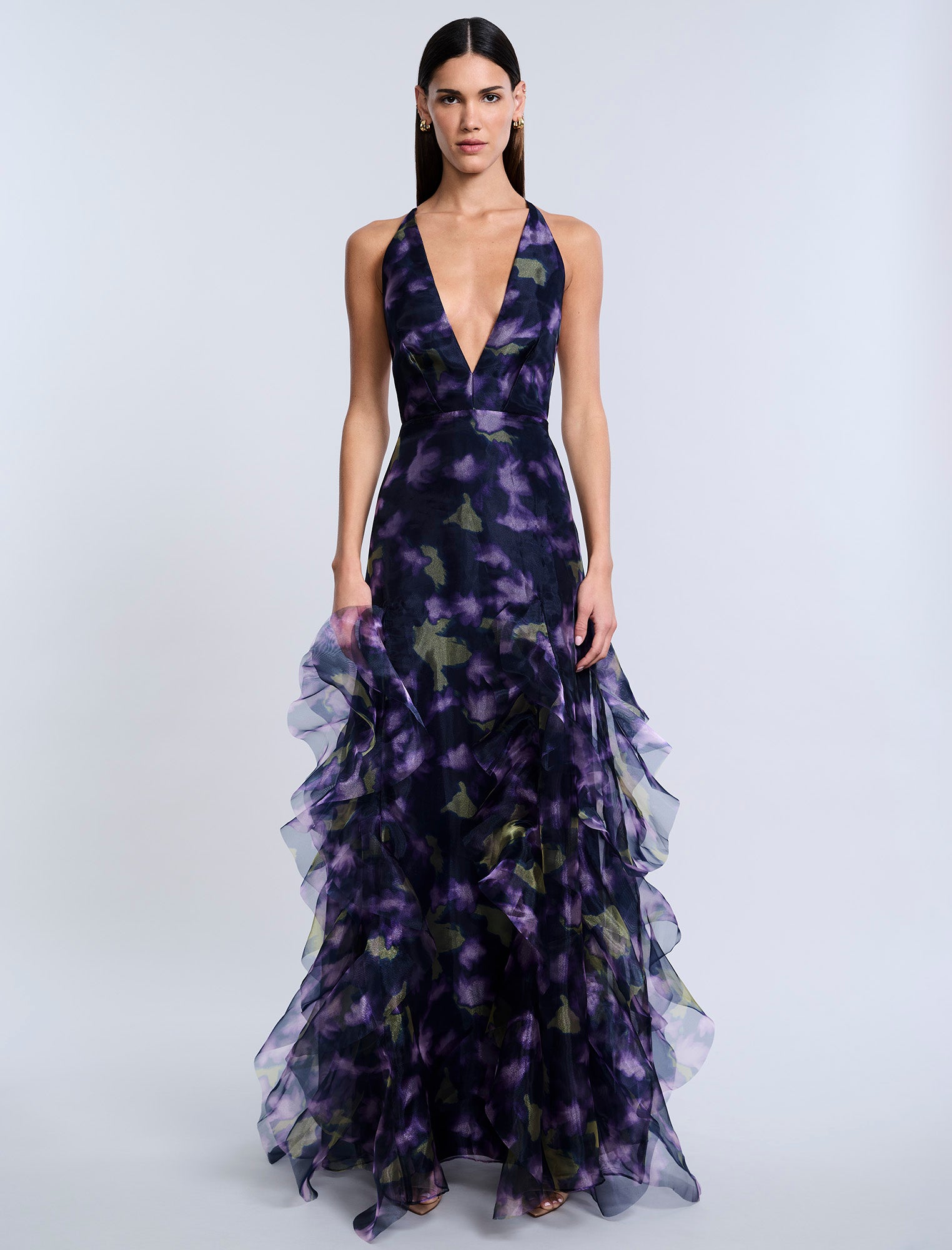 Printed Organza Gown BCBGMAXAZRIA Printed Organza Gown BCBGMAXAZRIA