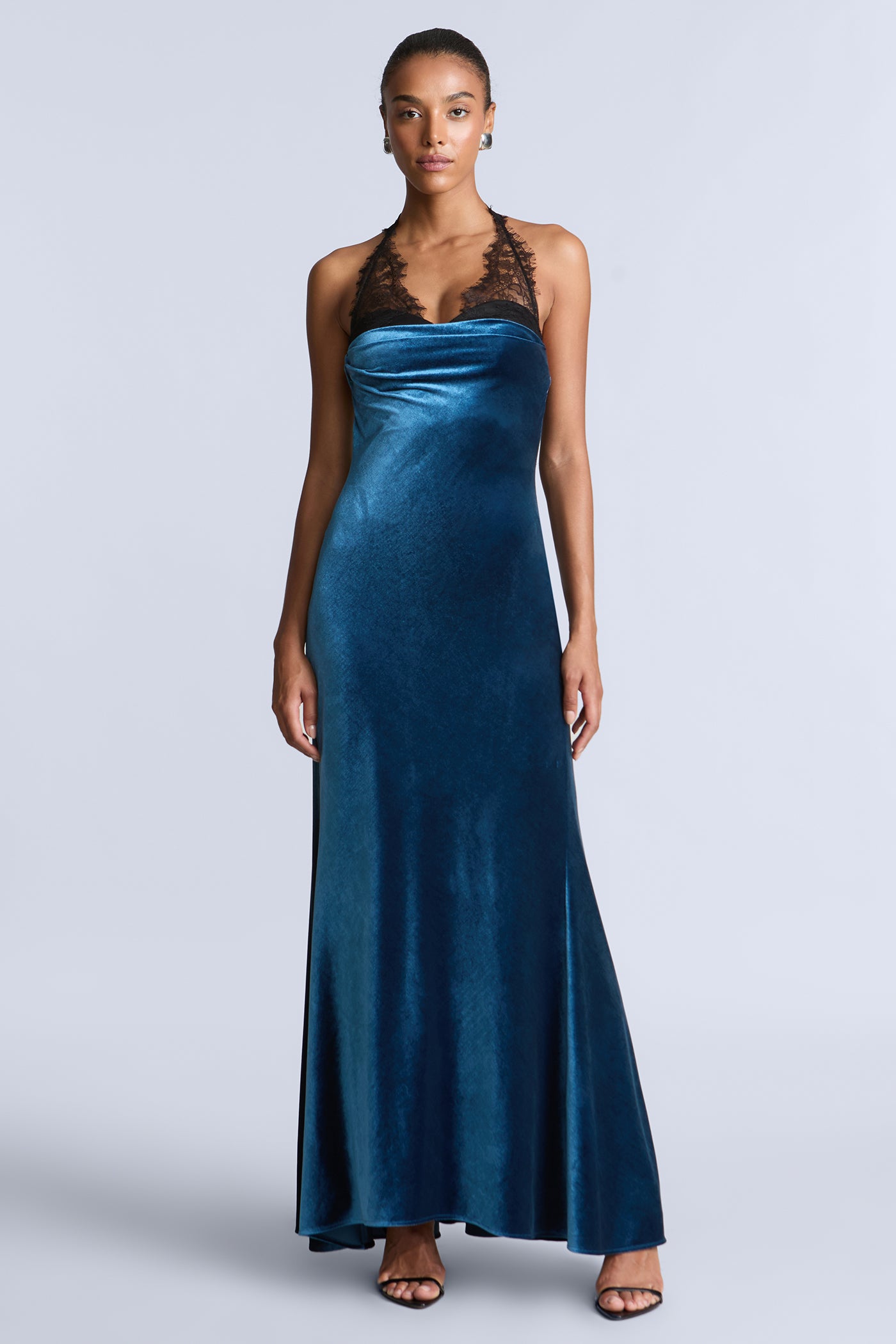 bcbg blue silk dress BCBGMAXAZRIA Allure Blue Sequined Maxi Dress