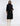 FRONT VIEW BLACK LONG SLEEVE MOCK NECK BELTED MIDI DRESS