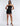 FRONT VIEW BLACK STRAPLESS BODYCON MINI DRESS WITH SEQUINS AND MESH BACK