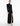 FRONT VIEW BLACK BEAUTY LONG SLEEVE MOCK NECK GOWN WITH STRONG SHOULDERS AND BACK OF THE NECK TIE DETAIL