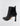 BACK SIDE VIEW WOMEN'S BLACK LEATHER POINTED TOE HEEL BOOTIE
