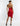 BACK VIEW FIERY RED SLEEVELESS RUCHED HALTER MINI DRESS WITH CRYSTAL BACK STRAP DETAIL