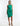 FRONT VIEW GREEN SATIN SLEEVELESS HALTER RUCHED MINI DRESS WITH BACK STRAP CRYSTAL DETAIL
