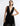 FRONT DETAIL VIEW BLACK PLEATED TULLE SLEEVELESS PLUNGING V-NECK GOWN