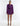 FRONT VIEW PURPLE SATIN BELTED BLAZER MINI DRESS WITH FEATHER ARM CUFFS