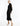 SIDE VIEW BLACK MOCK NECK FIT-AND-FLARE MIDI DRESS WITH SHEER LONG SLEEVES