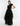 FRONT VIEW BLACK TULLE ONE SHOULDER TIERED GOWN