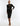 FRONT VIEW BLACK LONG SLEEVE MOCK NECK ILLUSION MIDI DRESS WITH CUTOUT DETAILS