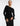 FRONT VIEW WOMEN'S BLACK LONG SLEEVE FEATHER CUFF BOAT NECK KNIT TOP WITH DEEP-V BACK