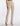 FRONT VIEW WOMEN'S CLOUDY WHITE AND YELLOW RIBBED STRETCHY PANT