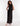 FRONT VIEW WOMEN'S BLACK SATIN HALTER NECK DRESS WITH TIE NECK DETAIL