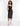 FRONT VIEW WOMEN'S BLACK SPARKLE MIDI DRESS