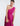 FRONT ZOOM DETAIL VIEW FESTIVAL FUCHSIA ONE SHOULDER PLEATED SATIN GOWN