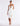 FRONT VIEW OFF WHITE PLUNGING V-NECK HALTER MIDI DRESS WITH CHEST CUT OUT DETAILS
