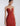 FRONT DETAIL VIEW RED OCHRE PLUNGING SWEETHEART NECKLINE BODYCON MIDI DRESS