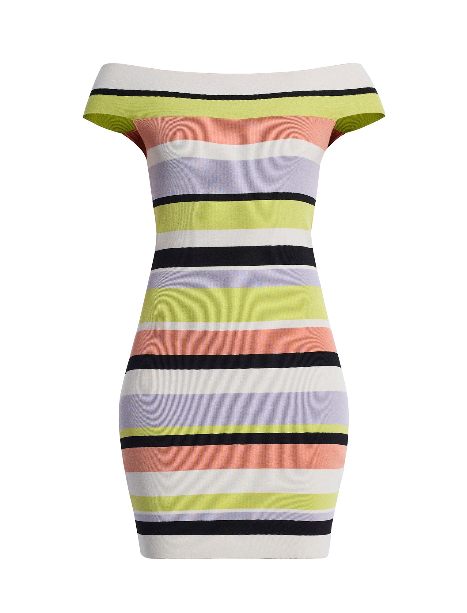 Stripe Knit Off-Shoulder Dress Apricot Multi / XL Stripe Knit Off-Shoulder Dress Apricot Multi / XL