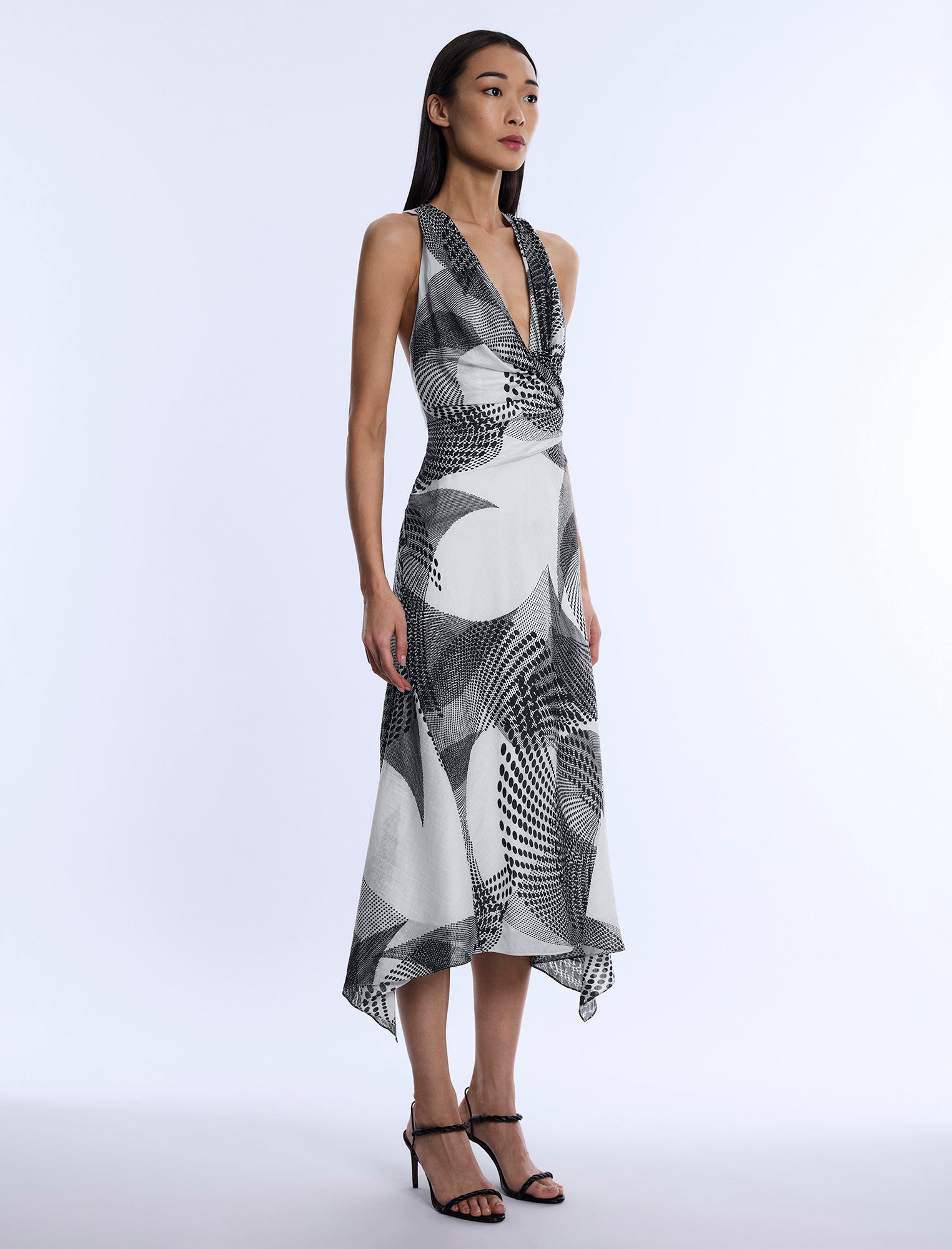 Printed Cowl Halter Dress Printed Cowl Halter Dress
