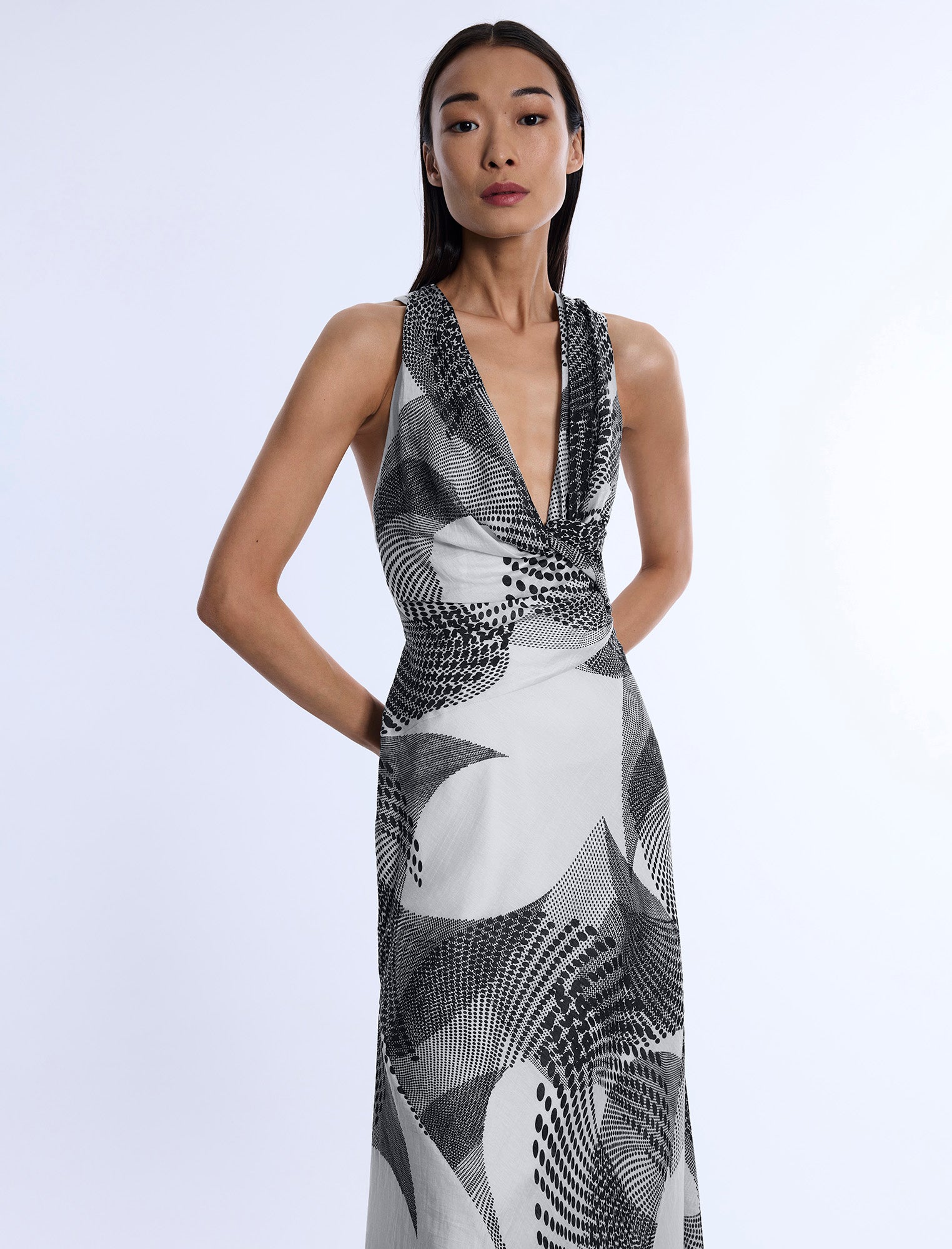 Printed Cowl Halter Dress Printed Cowl Halter Dress