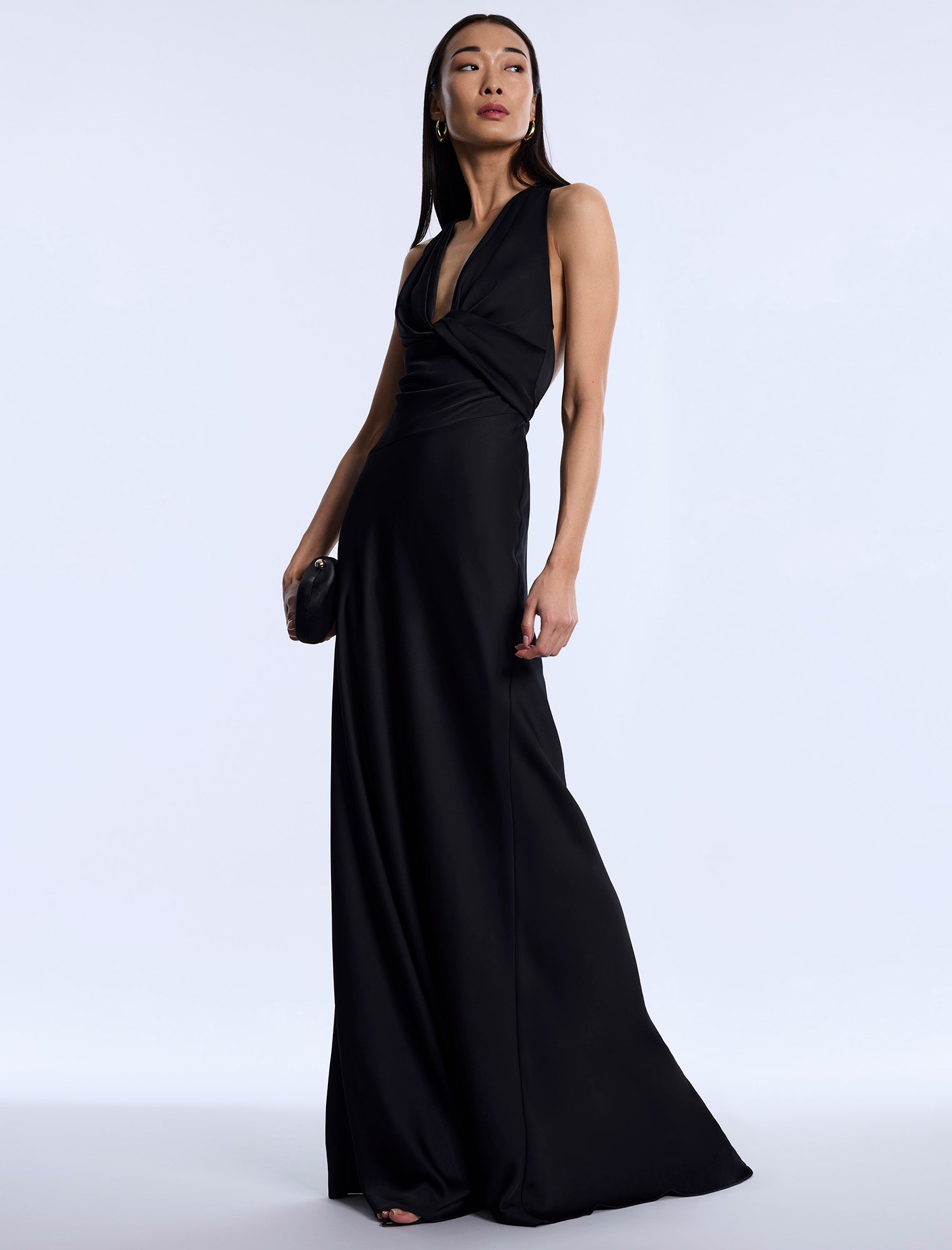 Cowl Neck Halter Gown BCBGMAXAZRIA Cowl Neck Halter Gown BCBGMAXAZRIA