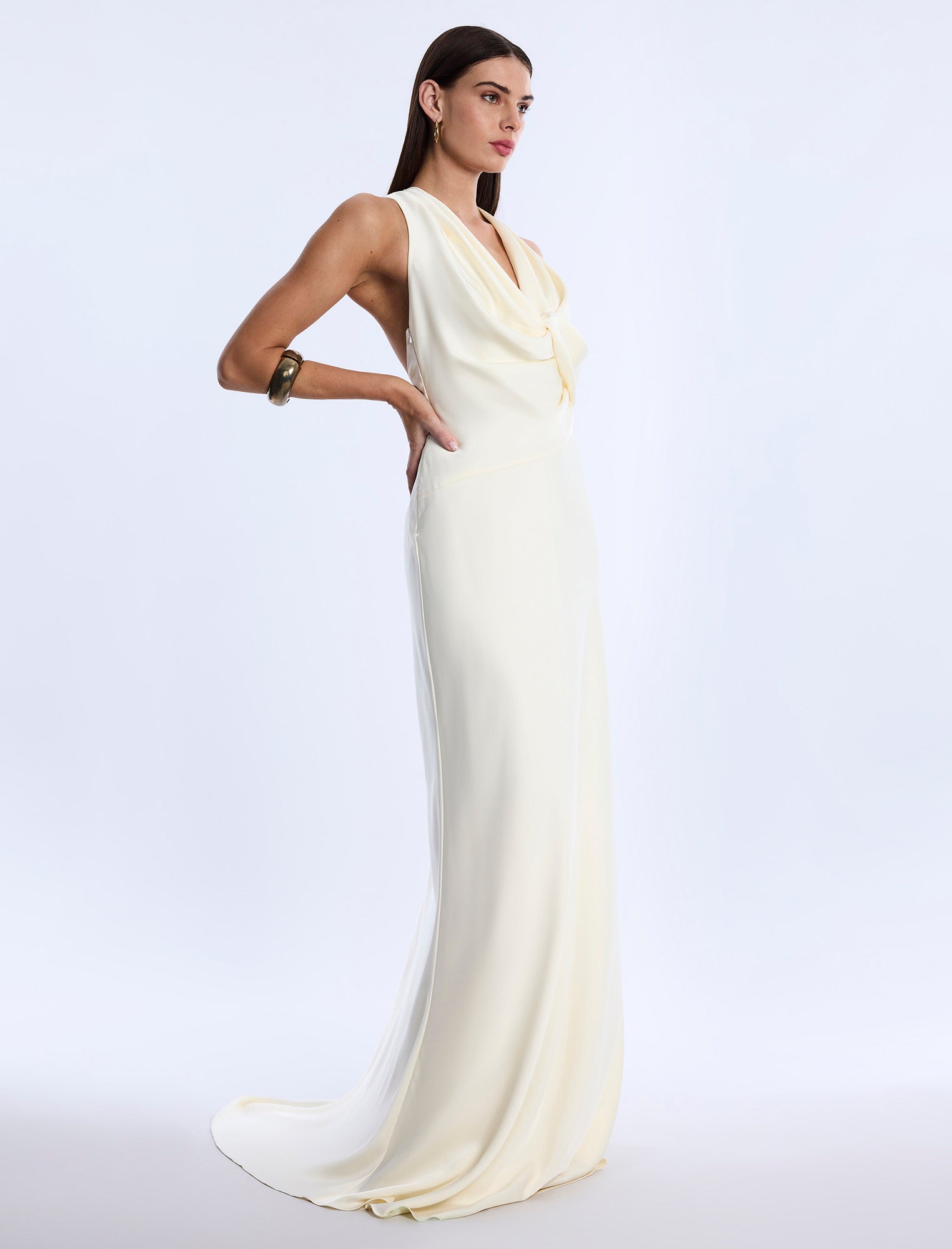 Cowl Neck Halter Gown BCBGMAXAZRIA Cowl Neck Halter Gown BCBGMAXAZRIA