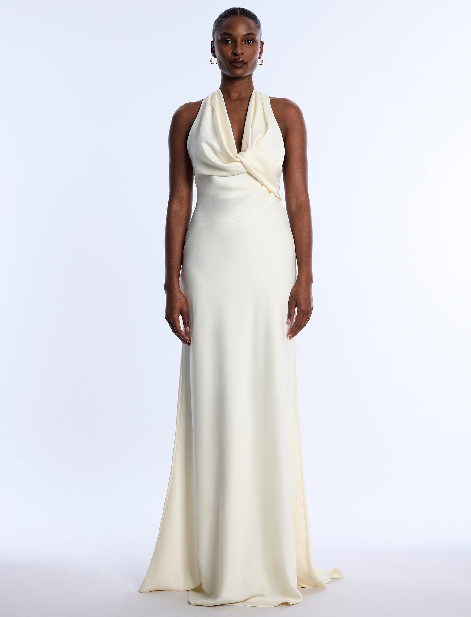 Cowl Neck Halter Gown BCBGMAXAZRIA Cowl Neck Halter Gown BCBGMAXAZRIA