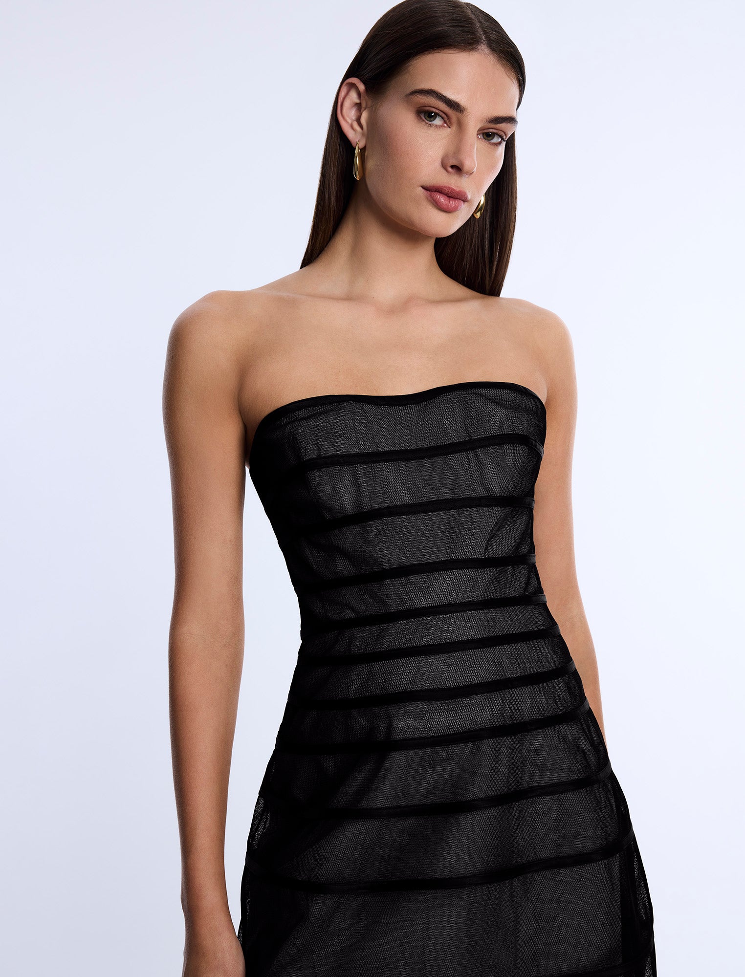 Sheer Volume Strapless Dress BCBGMAXAZRIA Sheer Volume Strapless Dress BCBGMAXAZRIA