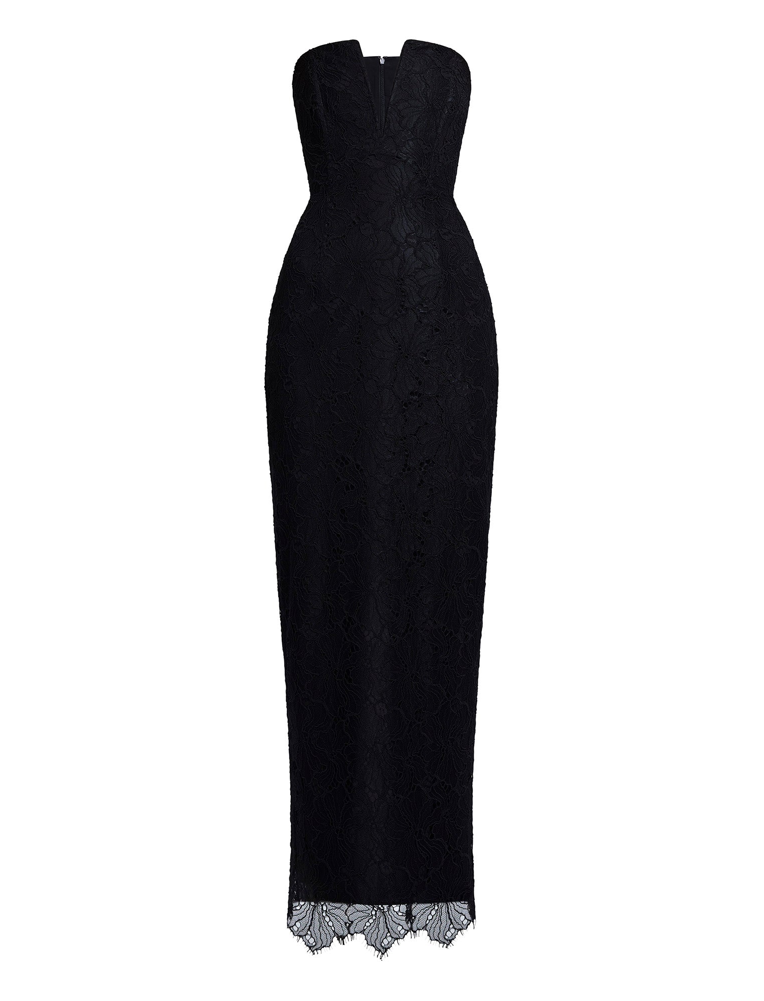 Bcbgmaxazria Women's Lace Strapless V Neck Gown - Black - Size 4 Bcbgmaxazria Women's Lace Strapless V Neck Gown - Black - Size 4