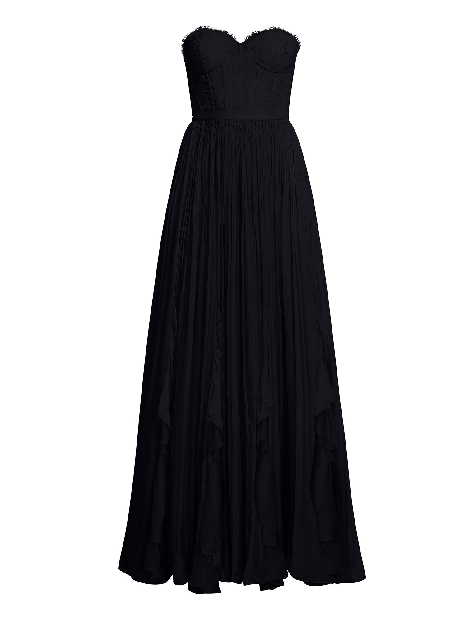 Lace Bodice Chiffon Rufle Gown Black / 12 Lace Bodice Chiffon Rufle Gown Black / 12