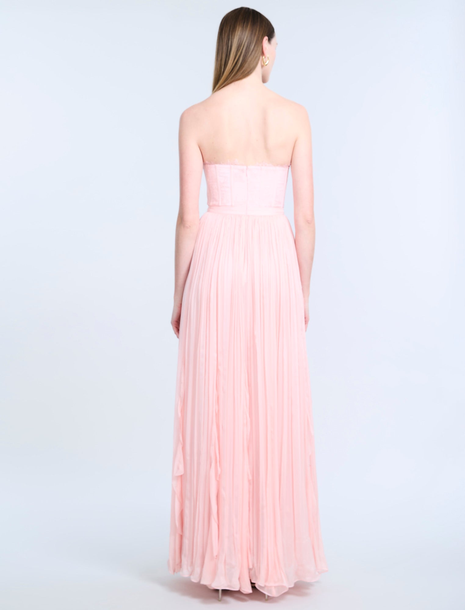 Lace Bodice Chiffon Rufle Gown – BCBGMAXAZRIA