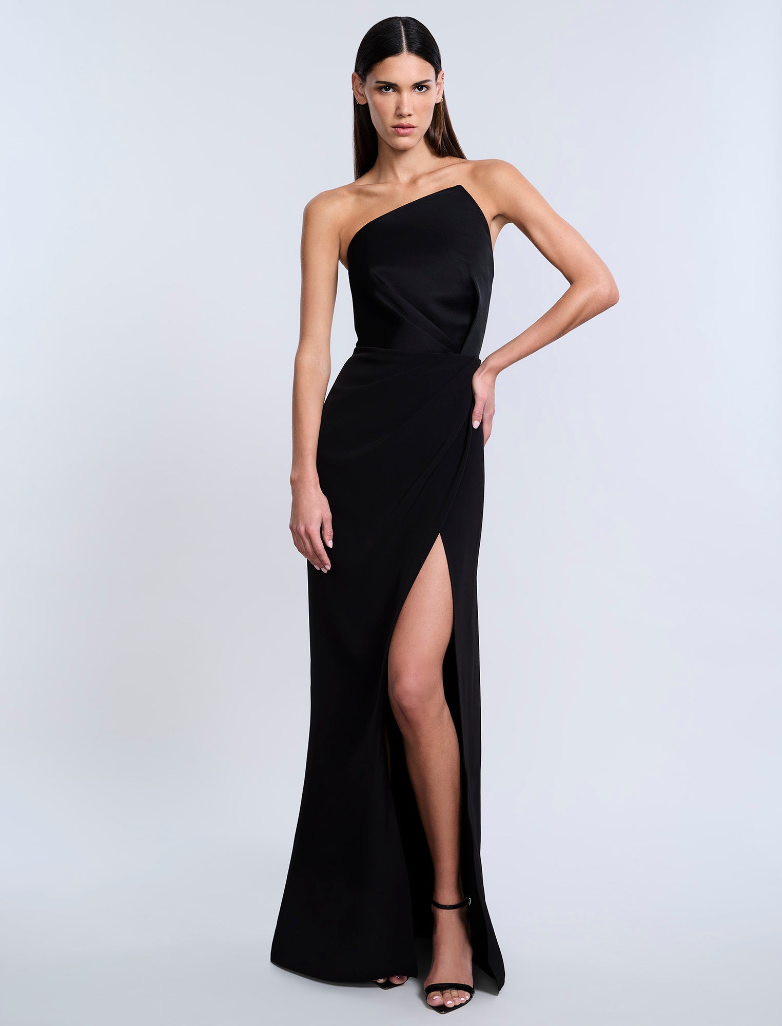 High Draped Slit Gown – BCBGMAXAZRIA