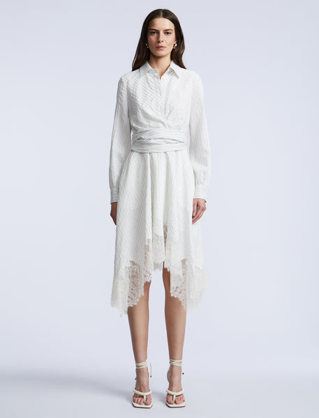 bcbg dress shirt Stripe Shirt Dress With Lace – BCBGMAXAZRIA