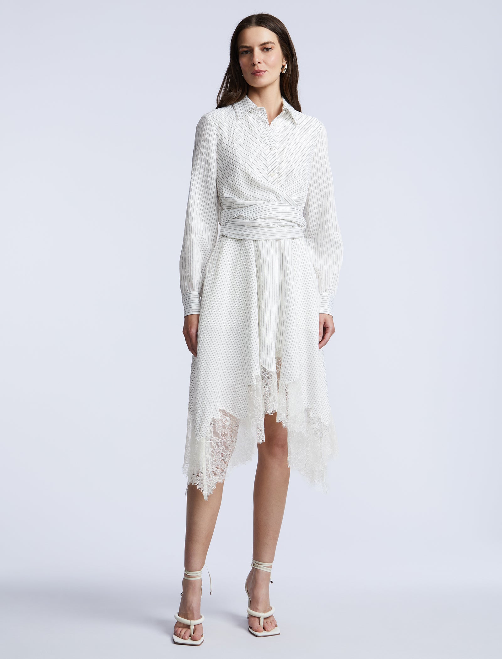 Stripe Shirt Dress With Lace BCBGMAXAZRIA Stripe Shirt Dress With Lace BCBGMAXAZRIA
