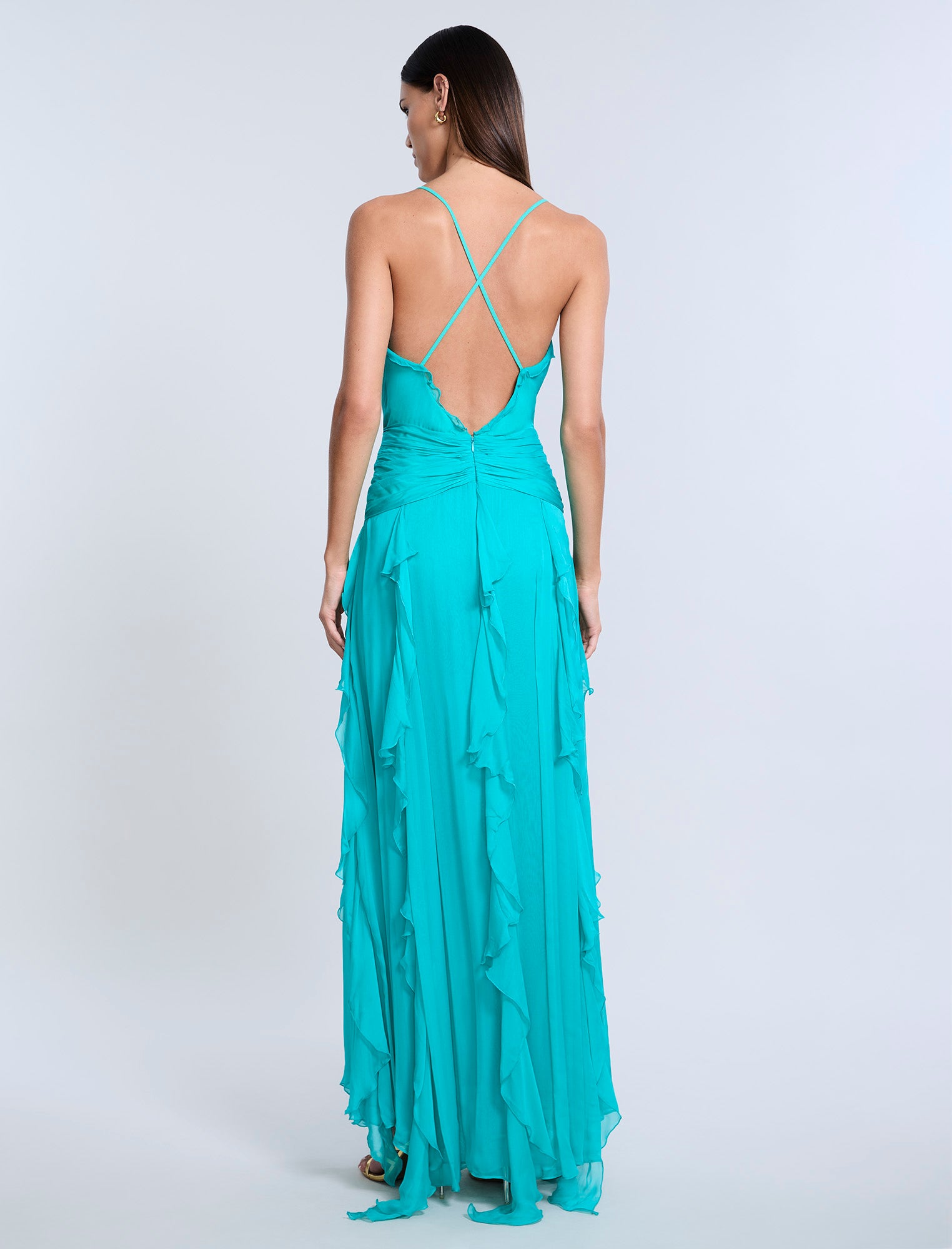 Ruffle Halter Chiffon Gown BCBGMAXAZRIA Ruffle Halter Chiffon Gown BCBGMAXAZRIA