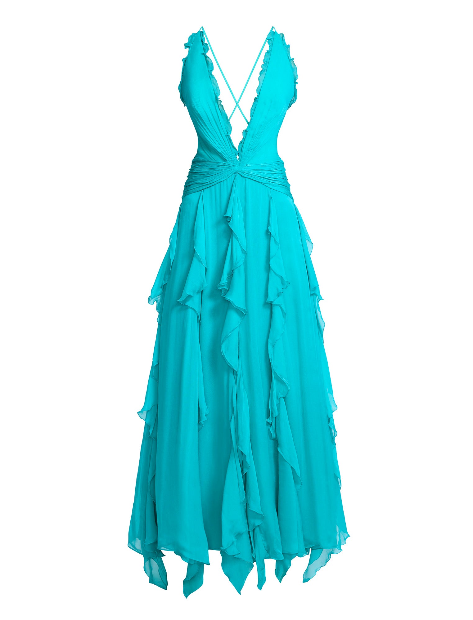 Ruffle Halter Chiffon Gown BCBGMAXAZRIA Ruffle Halter Chiffon Gown BCBGMAXAZRIA