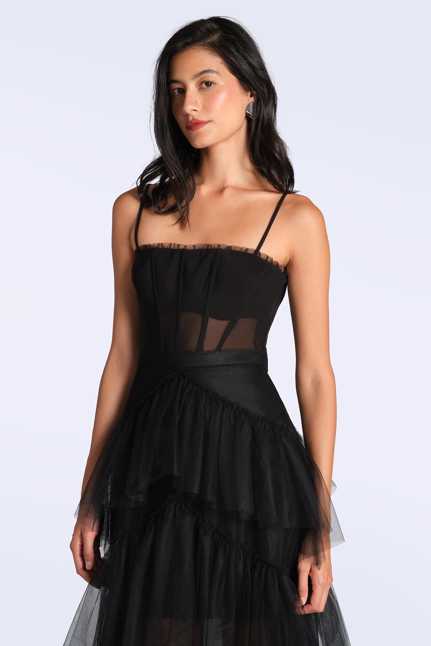 Oly Tiered Ruffle Tulle Evening Gown – BCBGMAXAZRIA