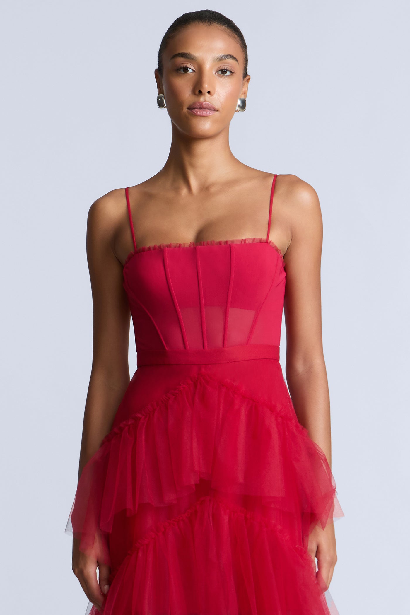 Oly Tiered Ruffle Tulle Evening BCBGMAXAZRIA Oly Tiered Ruffle Tulle Evening BCBGMAXAZRIA