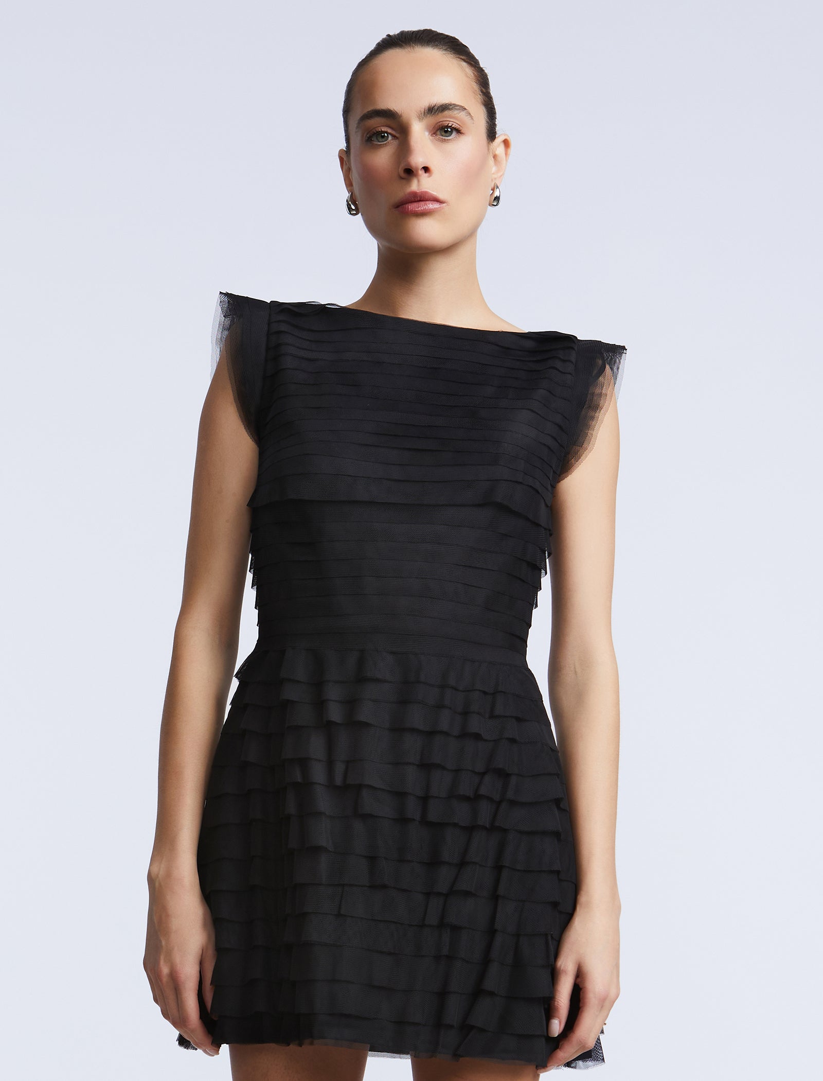 Tulle Tiered Mini Dress BCBGMAXAZRIA Tulle Tiered Mini Dress BCBGMAXAZRIA
