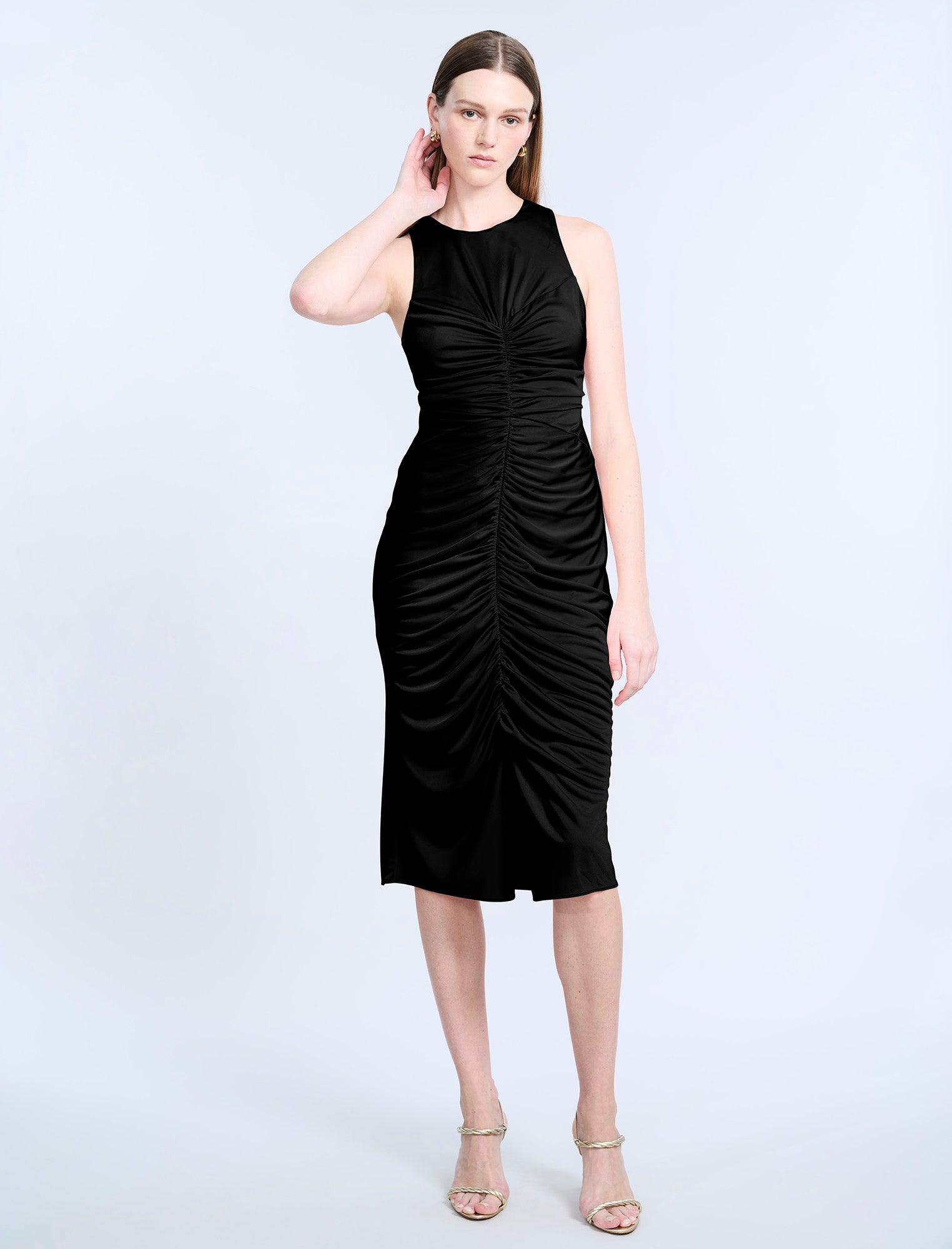Hardware Ruched Midi Dress BCBGMAXAZRIA Hardware Ruched Midi Dress BCBGMAXAZRIA