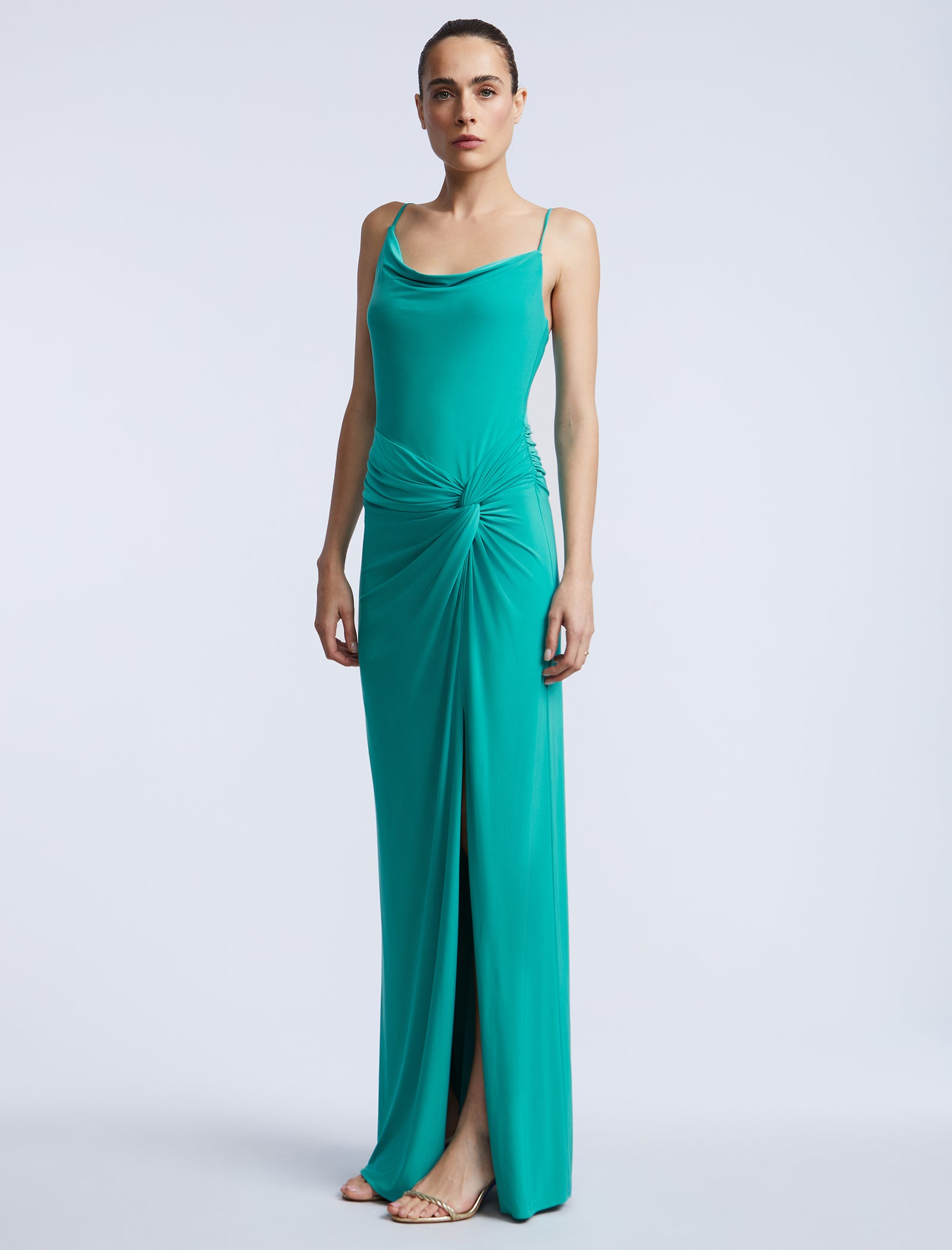 Cowl Draped Gown With Twist Spectra Green / 10 Cowl Draped Gown With Twist Spectra Green / 10