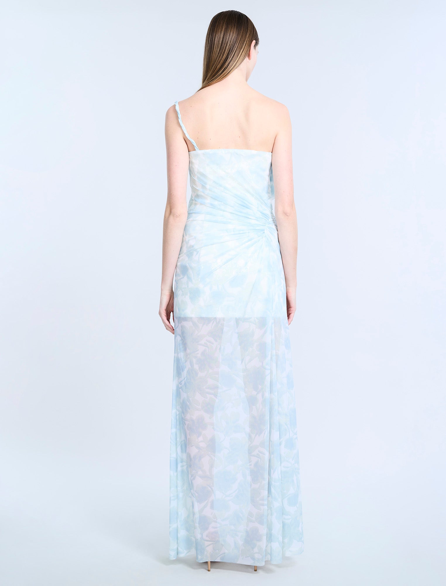 Mesh & Sequin Gown Sky Floral Print / 4 Mesh & Sequin Gown Sky Floral Print / 4