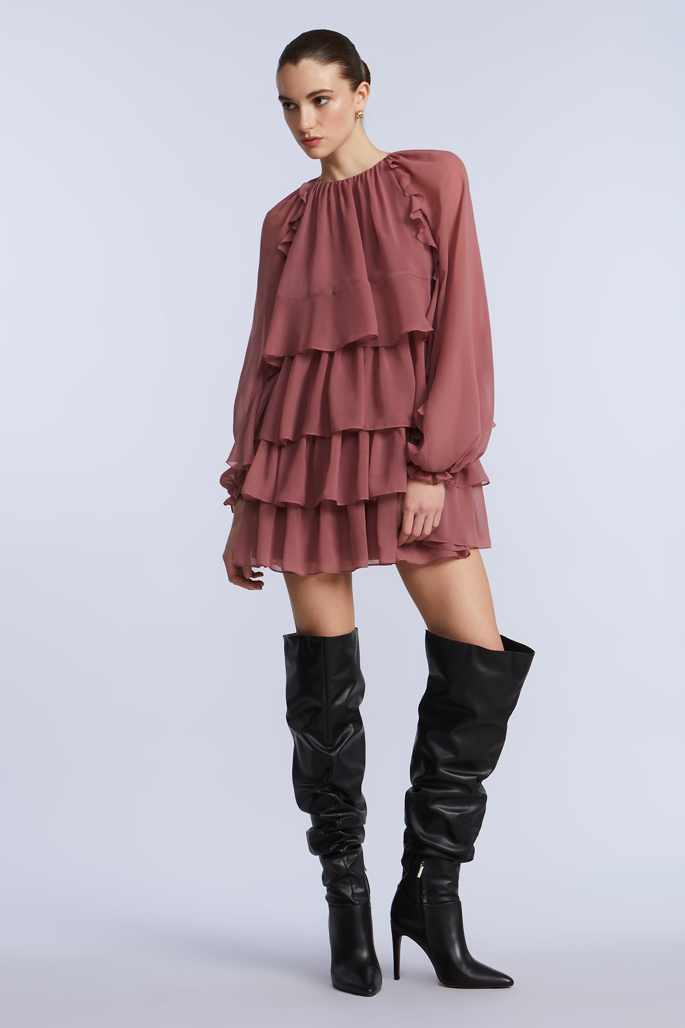 Chiffon Ruffle Mini Dress – BCBGMAXAZRIA